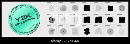 Retro futuristic elements for design. Large set of retro objects for design. Objects in y2k style. Stock Vector