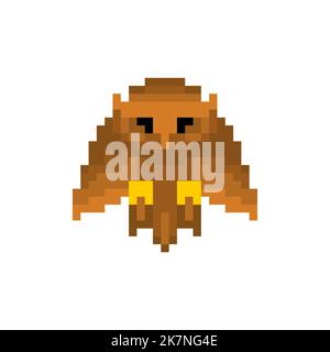 Owl Pixel art. 8 bit eagle-ow. pixelatedl Vector illustration Stock Vector