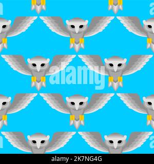 Owl Pattern seamless. Eagle-ow Background. Kids fabric ornament Stock Vector