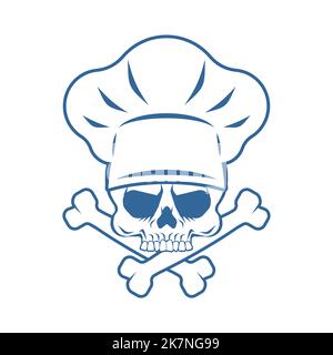 Skull Chef sign. Death kitchener symbol. chief-cooker icon. restaurant emblem Stock Vector