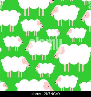 Sheep Pattern seamless. Lamb Background. Kids fabric ornament Stock Vector