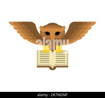 Owl and book. eagle-owl with open book. Vector illustration Stock Vector