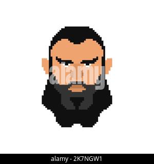 Brutal face man Pixel art gigachad. 8 bit Vector illustration Stock ...