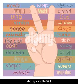 Peace hand gesture sign in fingers. Stock Vector
