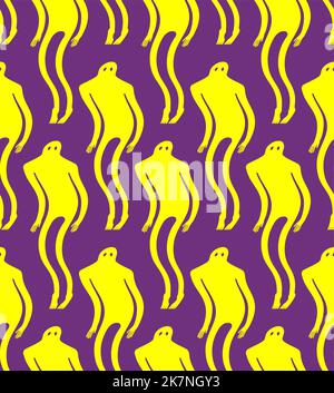 Ghost man Pattern seamless. human phantom Background. Spook Kids fabric ornament Stock Vector
