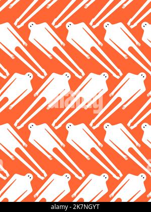 Ghost man Pattern seamless. human phantom Background. Spook Kids fabric ornament Stock Vector