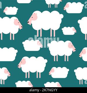 Sheep Pattern seamless. Lamb Background. Kids fabric ornament Stock Vector
