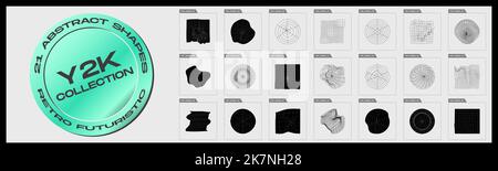 Vector set of Y2K. Minimalist geometric elements. Objects in y2k style. Stock Vector