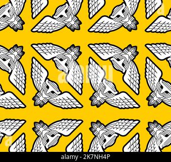 Owl Pattern seamless. Eagle-ow Background. Kids fabric ornament Stock Vector