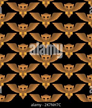 Owl Pattern seamless. Eagle-ow Background. Kids fabric ornament Stock Vector