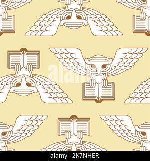 Owl Pattern seamless. Eagle-ow Background. Kids fabric ornament Stock Vector