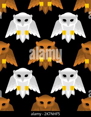 Owl Pattern seamless. Eagle-ow Background. Kids fabric ornament Stock Vector