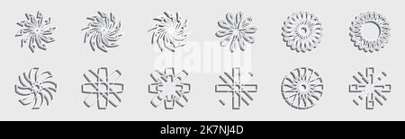 Vector set of Y2K. Big collection of abstract graphic geometric objects. Frames inspired brutalism. Stock Vector