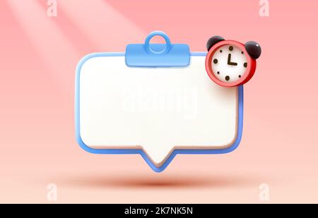 Time for notes, notes with an alarm clock. Vector illustration Stock Vector