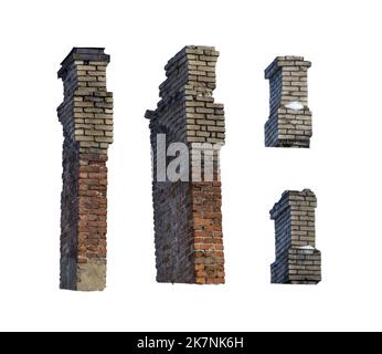 old brick pipes isolated on white background Stock Photo