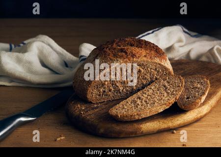 rye bread on a wooden board Stock Photo