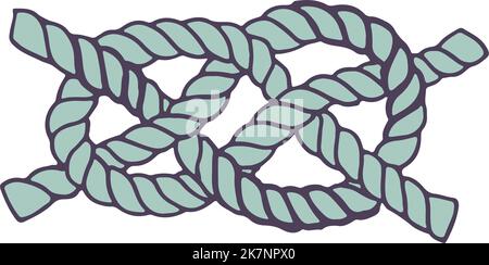 Rope knot sketch. Marine string. Hand drawn navy symbol Stock Vector