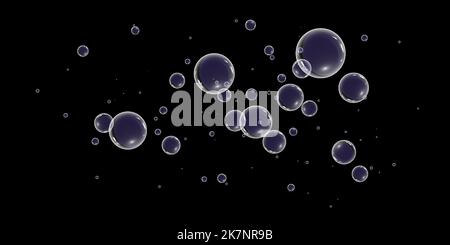 A set of colorful and colorful soap bubbles to create a design. Isolated, transparent, realistic soap bubbles on a transparent background. Stock Vector