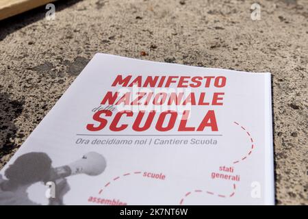 Rome, Italy. 18th Oct, 2022. Flyer of the National Manifesto of the School (Photo by Matteo Nardone/Pacific Press) Credit: Pacific Press Media Production Corp./Alamy Live News Stock Photo