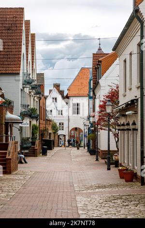 Schlossgang in Husum's old town, connection between the city center and Husum Castle Stock Photo