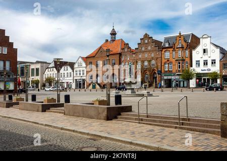 Husum old town at the market Stock Photo