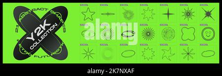 Vector set of Y2K. Minimalist geometric elements. Abstract bauhaus forms. Stock Vector