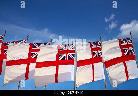 UK flags in the wind in London 2009 Stock Photo