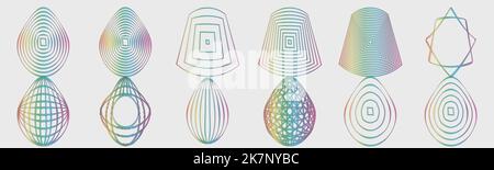 Retro futuristic elements for design. Large set of retro objects for design. ornaments for decoration. Stock Vector