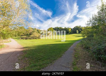 Autumn colour at The Leasowes Park which is a grade 1 listed park in Halesowen, West Midlands and was designed by William Shenstone Stock Photo