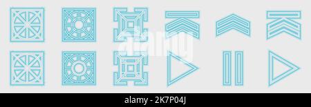 Vector set of Y2K. Minimalist geometric elements. Abstract bauhaus and boho cosmic style. Stock Vector