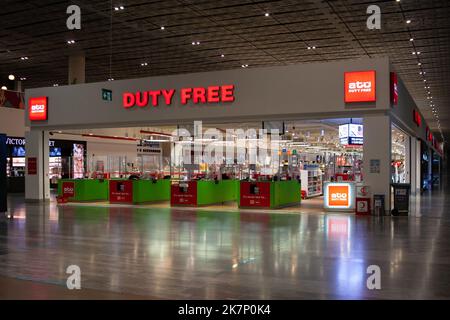 Duty Free Shop in Bodrum airport. Duty-free shops are retail outlets that are exempt from the payment of certain local or national taxes and duties. B Stock Photo