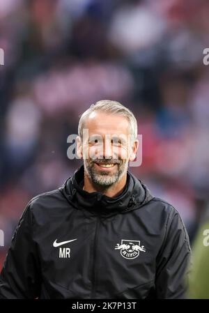 Leipzig, Germany. 18th Oct, 2022. Soccer: DFB Cup, 2nd round, RB Leipzig - Hamburger SV at the Red Bull Arena. Leipzig coach Marco Rose comes to the stadium. Credit: Jan Woitas/dpa - Nutzung nur nach schriftlicher Vereinbarung mit der dpa/Alamy Live News Stock Photo