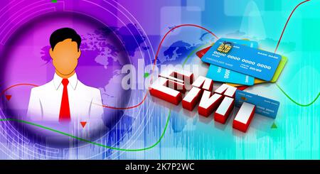 3d rendering  credit or debit card swiping EMI Stock Photo