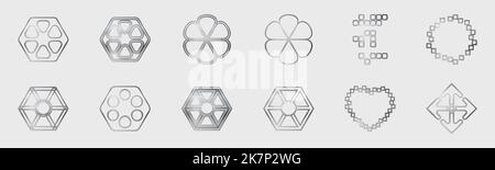 Vector set of Y2K. Minimalist geometric elements. Simple shapes forms. Stock Vector