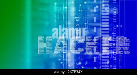 2d illustration Cyber crime and internet privacy hacking. Network security, Cyber attack, Computer Virus, Ransomware, and Malware Concept Stock Photo
