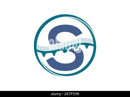 Initial S monogram letter alphabet with bridge sign. Abstract bridge logo design template. Modern vector logo for construction business. Stock Vector