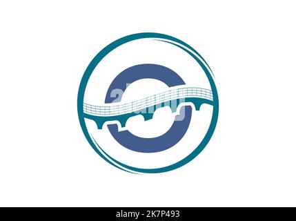 Initial O monogram letter alphabet with bridge sign. Abstract bridge logo design template. Modern vector logo for construction business. Stock Vector