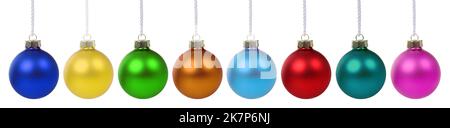 Collection of christmas decoration with colorful balls many baubles isolated on a white background Stock Photo