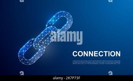 Chain 3d polygonal symbol for website template. Low poly Blockchain illustration for advertising page design. Chainlink design illustration concept. Stock Vector