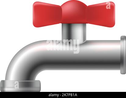 Plumbing valve mockup. Realistic round metal pipe isolated on white background Stock Vector