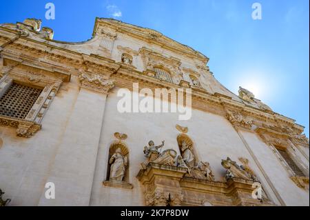 Front facade of the ornately baroque Church of Saints Peter and Paul the Apostles in Galatina, Apulia (Puglia), Italy. Stock Photo