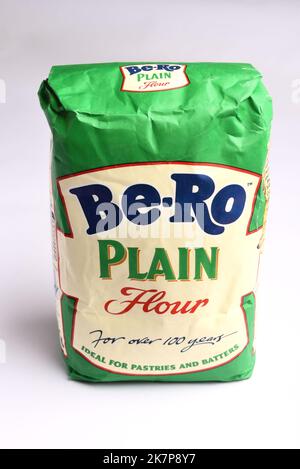 A recyclable paper bag of Be-Ro Plain (white or all purpose) flour for cooking and baking. Stock Photo