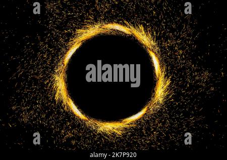 circle light frame on black background Stock Photo