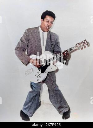 CHUCK BERRY (1926-2017) American Rock and Roll musician about 1955 Stock Photo