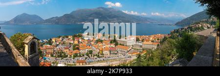 Bellano - The panorama town and the como lake. Stock Photo