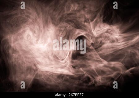 Colorful fog haze on dark background. Abstract atmospheric smoke cloud. Stock Photo