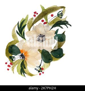 A nice cute anemone design watercolor illustration Stock Photo