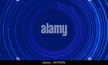 Abstract tunnel for circles on blue background. Data spiral information Concept. Stock Photo