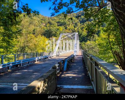 Fayette Station Bridge over the New River in the New River Gorge National Park and Preserve in West Virginia USA Stock Photo