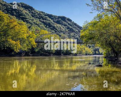 Fayette Station Bridge over the New River in the New River Gorge National Park and Preserve in West Virginia USA Stock Photo